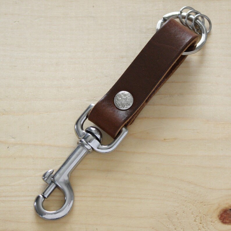 Handmade Leather Keychain Key fob Belt loop Key holder SS Clip Etsy