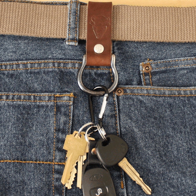 Mens Leather Key Fob Belt loop Keychain Screw Shackle w/ Key Etsy