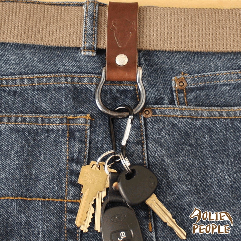 Mens Leather Key Fob Belt Loop Keychain Screw Shackle W/ Key Etsy