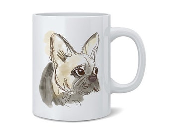 French Bulldog Frenchie Sketch Ceramic Mug / Cup | French Bull Dog Gift