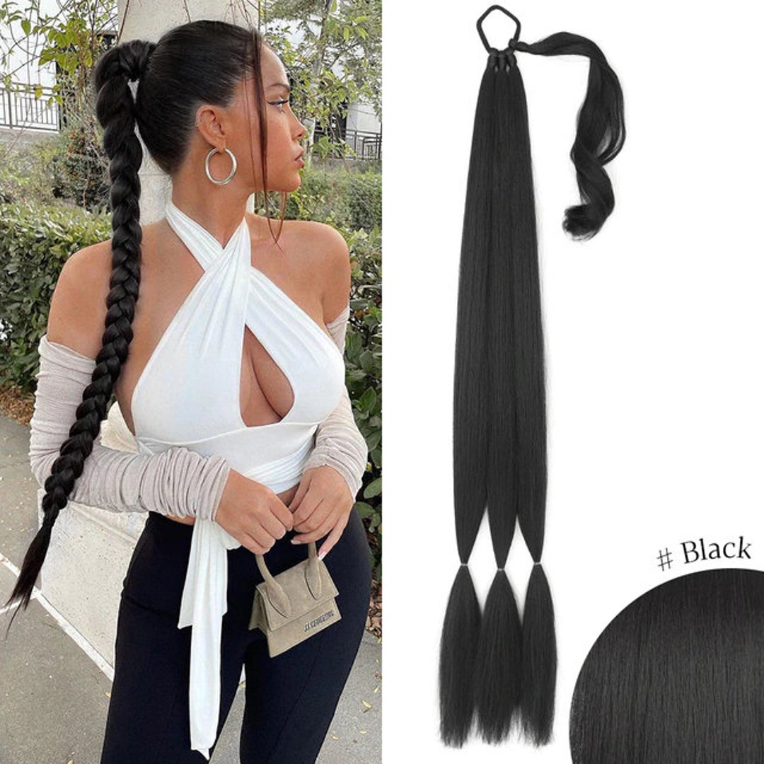 Braided Ponytail Extensions, Long Synthetic Hair Piece, Ponytail With
