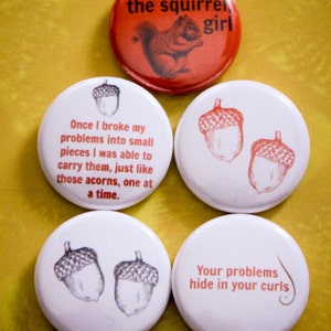 Little Acorns Set of 5 - 1" Pin Back Buttons