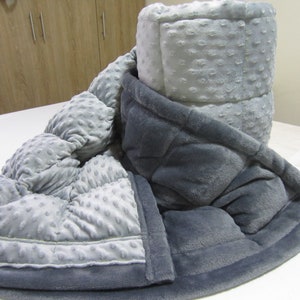 Weighted Blanket Adult, Anxiety Relief, Insomnia, Brother Gift. Grey Minky