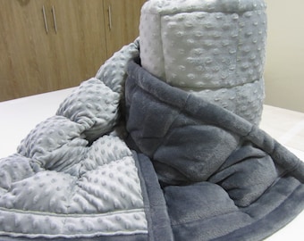 Weighted Blanket Gray Minky, Sensory Comfort, Stress Relief, Self Care Gifts.