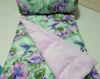 Weighted Blanket, Anxiety Relief, Insomnia, Stress Relief, Self Care Gifts. Hummingbirds