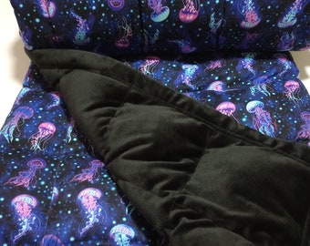 Weighted Blanket, Anxiety Relief, Insomnia, Personalized Free Embroidery, Mother Gift. BIOLUMINESCENT JELLYFISH