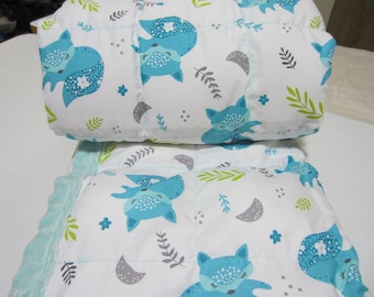 Weighted Blanket Sleeping Foxes, Sensory Comfort, Stress Relief Gift, Sleep Aid.