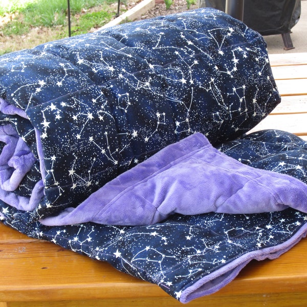 Weighted Blanket, Anxiety Relief, Insomnia, Birthday Gift, Handmade. Glow Constellation