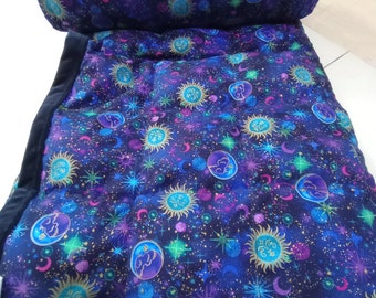 Weighted Blanket, Anxiety Relief, Insomnia, Personalized Free Embroidery, Birthday Gift. Sun Moon Star Celestial Galaxy