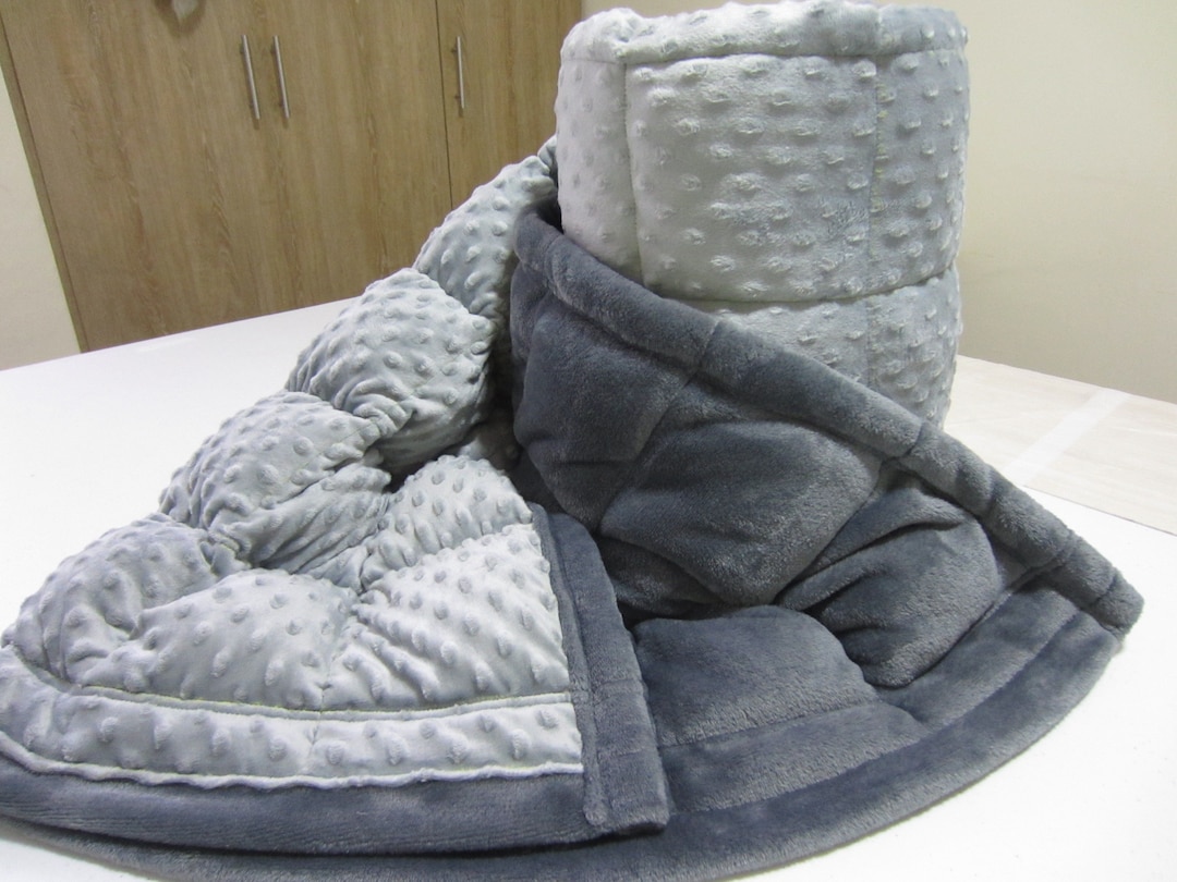 Weighted Blanket, Anxiety Relief, Insomnia, Brother Gift. Grey Minky Etsy