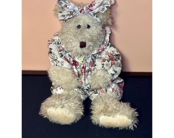 Vintage Boyds Collection Teddy Bear Retired Ophelia Floral Romper Bow Plush 16in