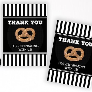 Pretzel Favor Tag Printable Download: &quot;PRETZEL FAVOR&quot; pretzel party, pretzel birthday, party supplies, soft pretzel, thank you tags