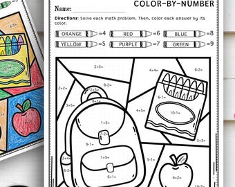 First Day of School Color By Number Worksheet (PDF Printable Activity Sheet)
