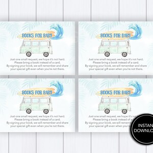 Surfer Books for Baby Card Printable Download: &quot;BOOKS FOR BABY&quot; please bring a book, instead of a card, baby on board, baby shower