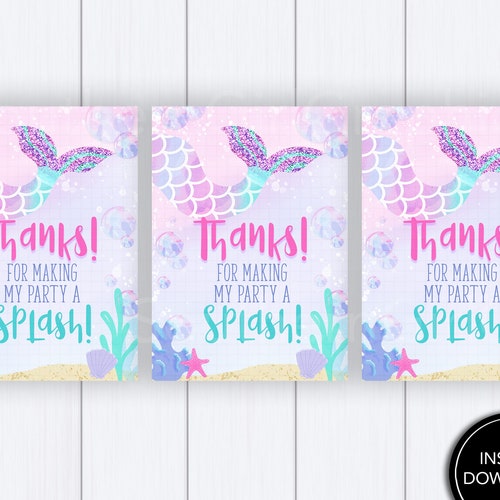 Mermaid Favor Tag Printable Download mermaid Tag Etsy