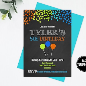 Generic Birthday Invitation Printable: &quot;GENERIC BIRTHDAY&quot; boy birthday, balloons, confetti, invite, party supplies, printable, download