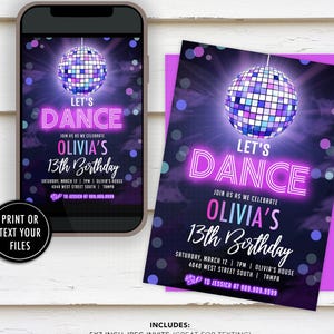 Disco Ball Birthday Invitation: Teen Dance Party (Digital File)