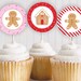 Pink Red Gingerbread Cupcake Toppers Printable: 
