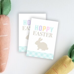 Printable Easter Tag download: &quot;HOPPY EASTER&quot; rainbow easter gift tag, hoppy easter tag, easter treat tag, easter bunny tag printable