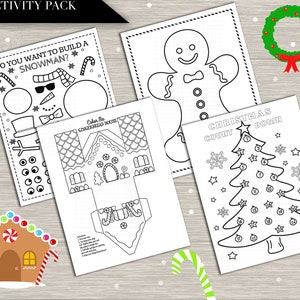 Christmas Activity Book Printable - &quot;CHRISTMAS ACTIVITIES&quot; kids, table, coloring, Advent calendar, gingerbread house, download