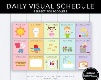 Toddler Visual Schedule: Daily Routine Chart, Preschool (Digital Download)
