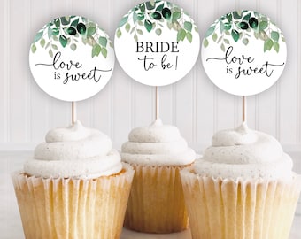 Ivy Bridal Shower Cupcake Toppers: "IVY CUPCAKE TOPPER" eucalyptus, wedding shower, greenery, leaves, cupcake topper, printable, download