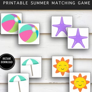 Summer Preschool Matching Game: Printable Memory Game (PDF Download)