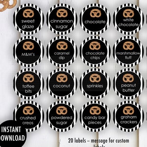 Pretzel Bar Topping Labels Printable: &quot;PRETZEL BAR&quot; striped, pretzel party, pretzel birthday, pretzel printables