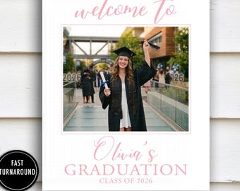 Pink Blush Graduation Sign Printable: 16x20, blush pink, girl, grad party signage