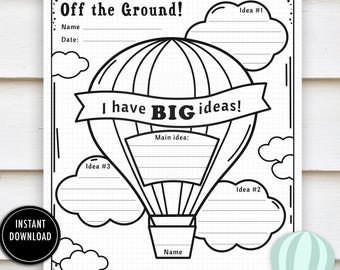 Hot Air Balloon Writing Activity: Bulletin Board Craft (Printable Digital Download)