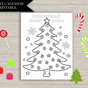 Kids Advent Calendar Coloring printable - &quot;CHRISTMAS COLORING&quot; kids, Christmas, activity, Christmas count down, Christmas tree, download