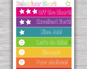 Behaviour Chart Clothespin Printable Download: "BEHAVIOUR CLIP CHART" behaviour, reward, clip, clothespin, chart for kids