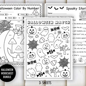 Halloween Math Worksheet Bundle – Color By Number | Mad Libs | Spooky Math bundle |Halloween worksheets (PDF)