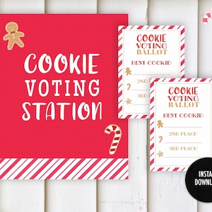 Cookie Exchange Voting Kit: "COOKIE EXCHANGE PARTY" cookie contetst, voting booth, cookie voting station, peppermint, gingerbread