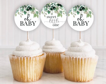 Eucalyptus Baby Shower Cupcake Toppers: Greenery Theme (Digital Download)