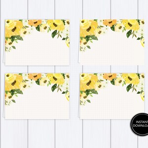 Yellow Floral Tent Cards Printable Download: "YELLOW TENT CARDS" Easter, yellow, flower, watercolor, rose, tent cards, printable