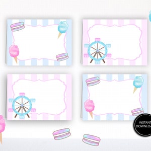 Cotton Candy Tent Cards Printable: "CANDY BAR CARDS" cotton candy party, cotton candy birthday, food labels, carnival, download