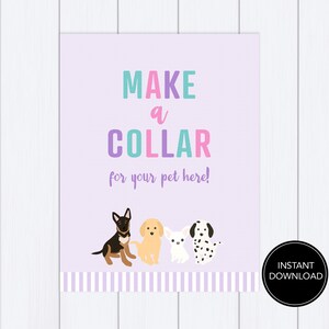 Make a Collar Sign Pet Party Digital File: &quot;LETS PAWTY&quot; pet adoption party, dog party, pet birthday, party supplies, printable