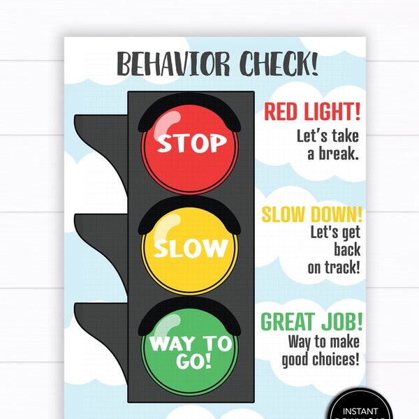 Stop Light Behavior Chart Printable Download: "BEHAVIOR CLIP CHART" traffic light chart, toddler behavior chart, kids behavior chart