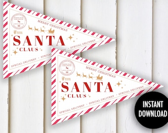 Santa Pennant Flags: North Pole Christmas Decor (Digital Download)