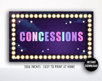 Movie Night Concessions Sign: Party Printable (Digital Download)