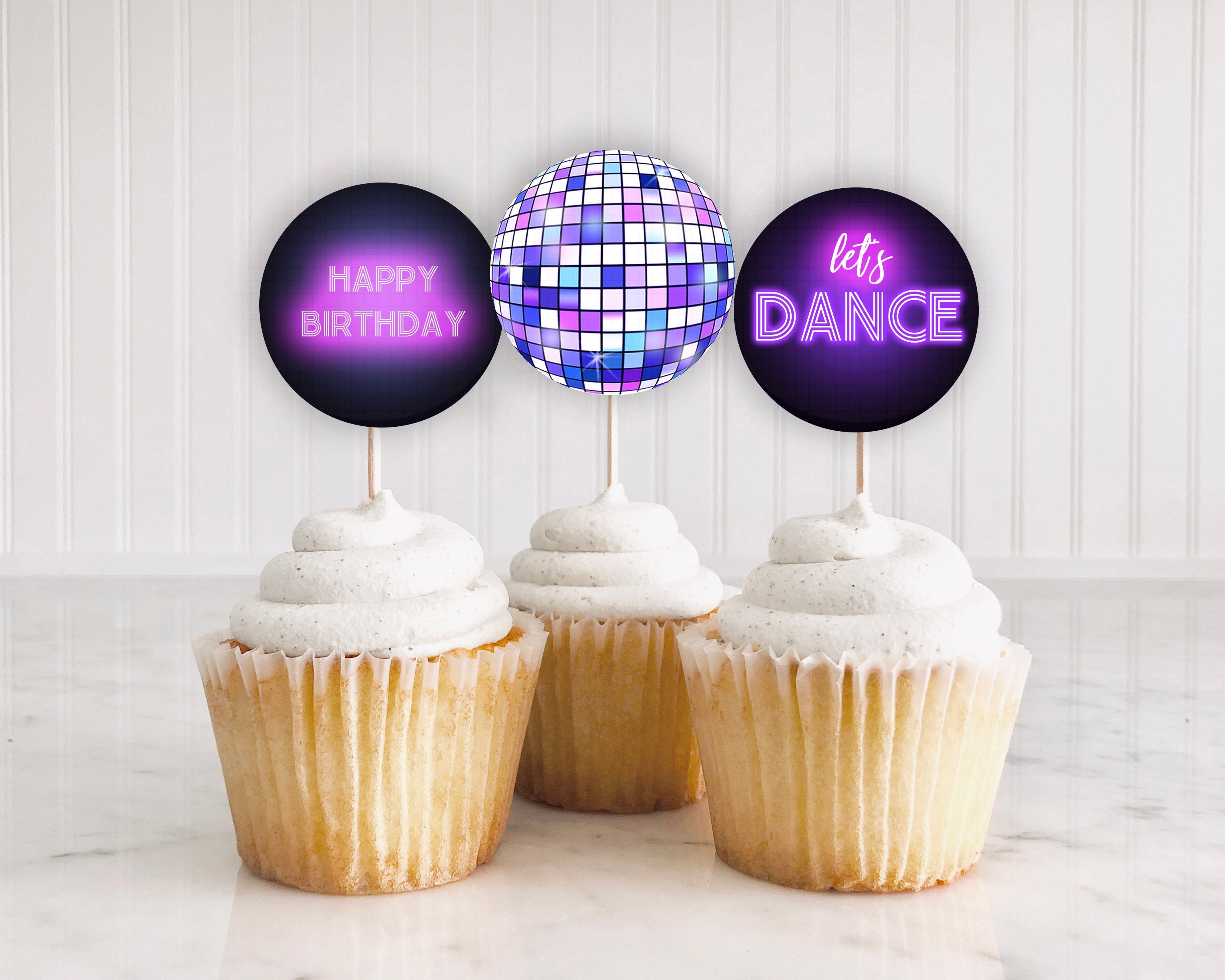 Disco Ball Cupcake Topper Printable disco CUPCAKE Etsy Australia