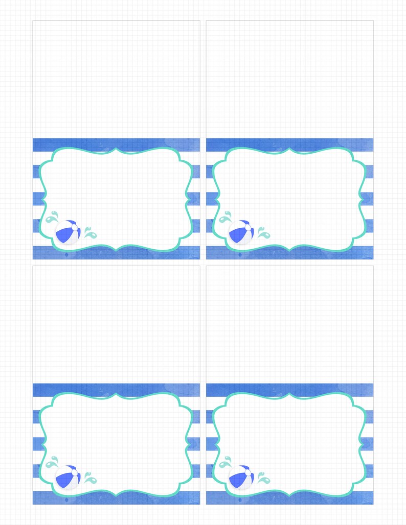 Boy Pool Party Food Cards Printable: pool PARTY TENT - Etsy