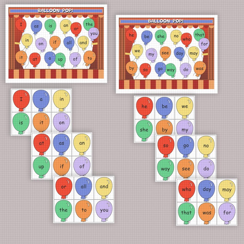 Sight Word Balloon Swat Game Printable: First 100 Words, Sight Words ...