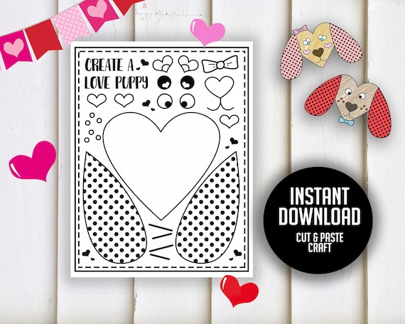 Valentine Cut and Paste Printable valentine Crafts Kids Valentines