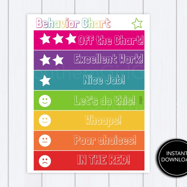 Behavior Chart With Clip Etsy Behavior Chart With Clip Etsy
