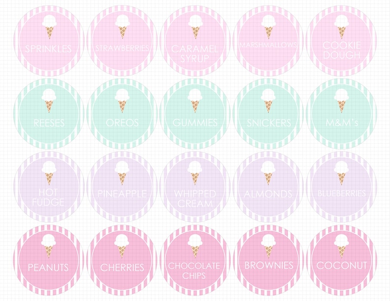 Ice Cream Bar Topping Labels Printable Download: Ice Cream | Etsy
