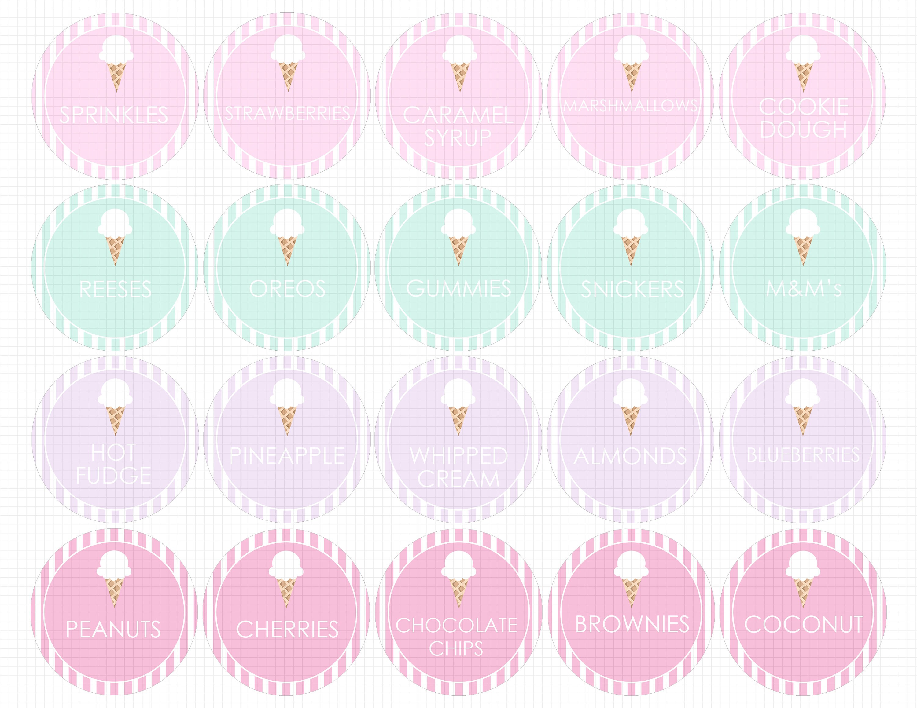 Ice Cream Bar Topping Labels Printable Download Ice Cream Etsy Canada