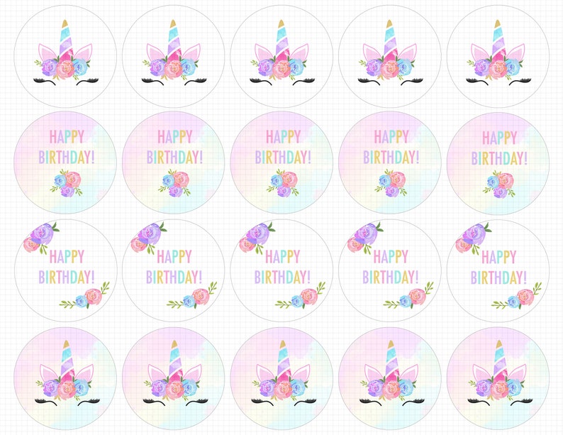 Rainbow Unicorn Cupcake Toppers unicorn CUPCAKE Etsy