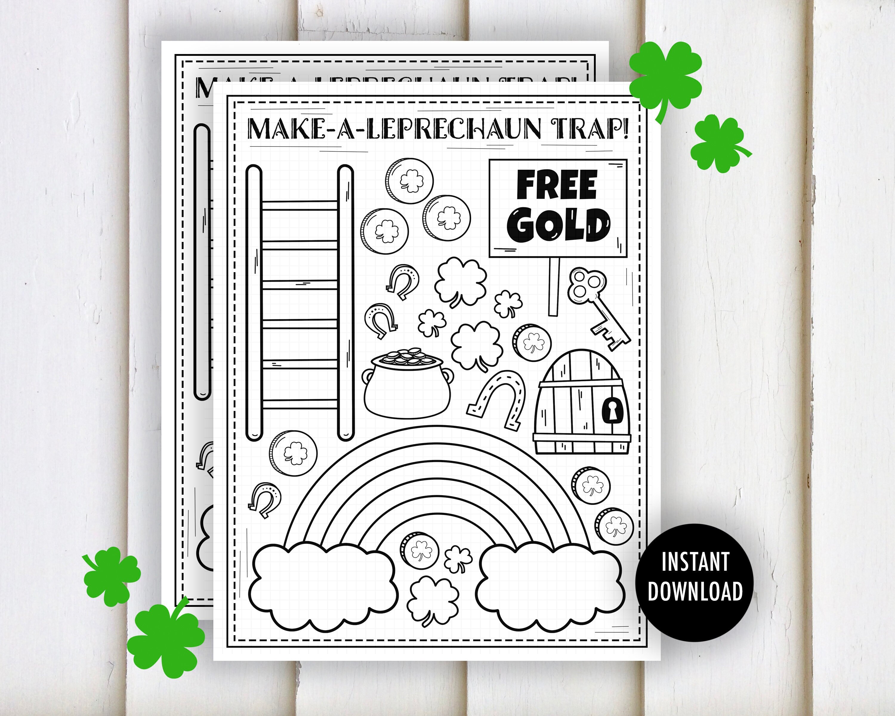 Leprechaun Trap Kit Cut and Paste Printable - "ST. PATRICKS CRAFTS" leprechaun trap craft, kids st patricks day, cut and color, preschool